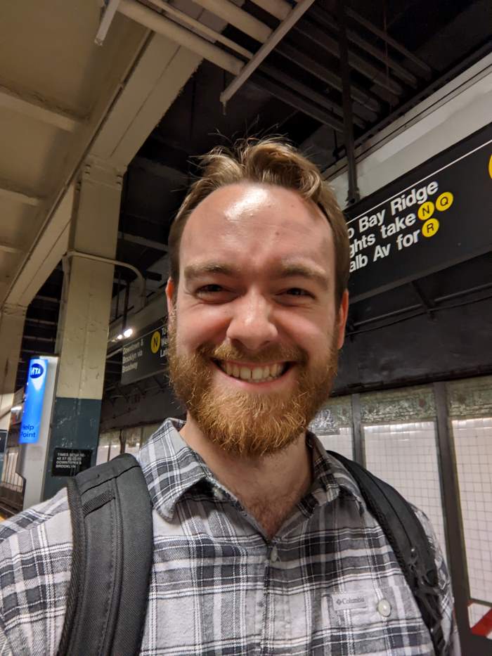 Hunter Steffner standing in New York Subway Station